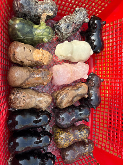 Carvings in different crystal materials 10cm